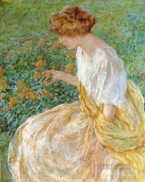 黄色い花 別名アーティスト 庭の妻 ロバート・リード Oil Paintings
